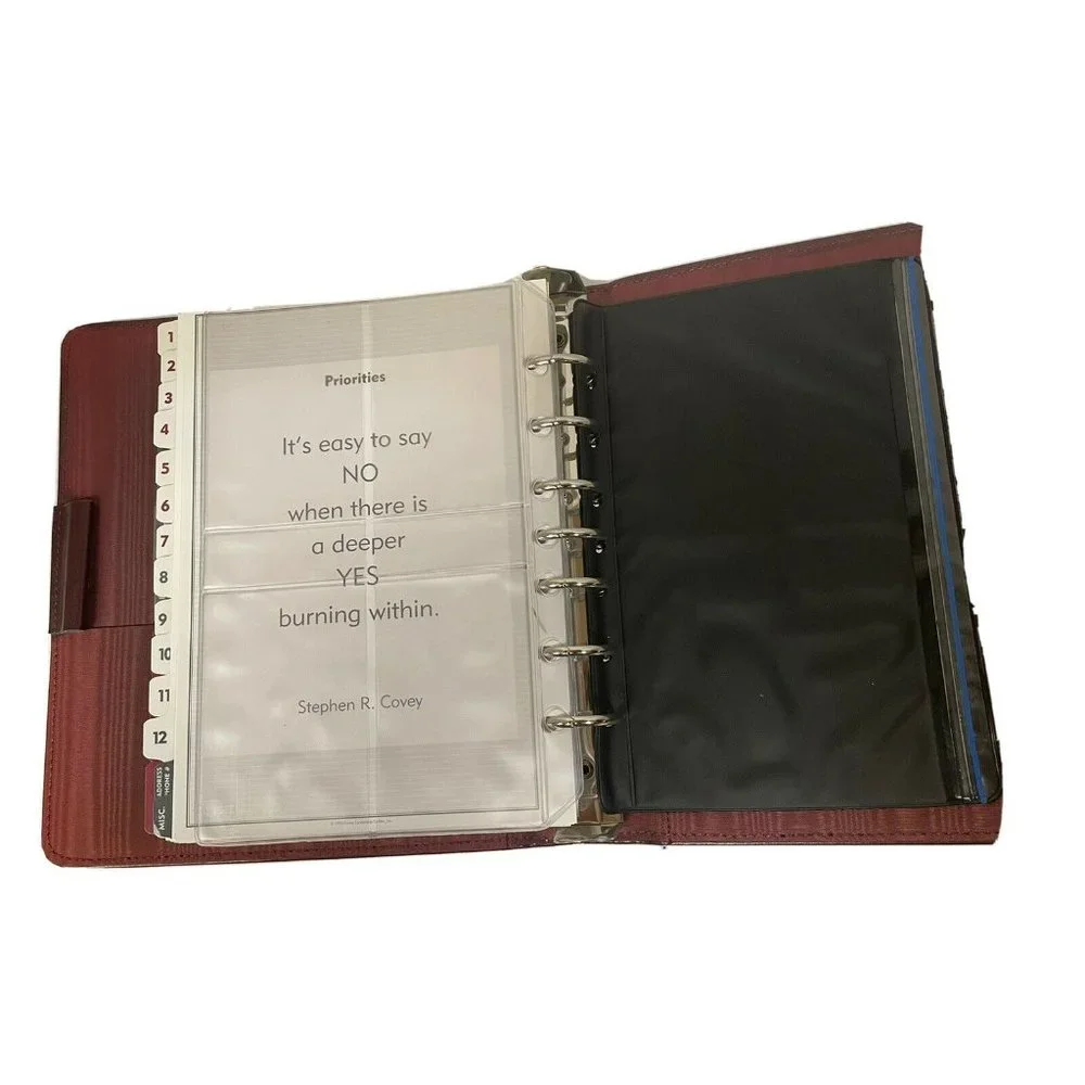 Covey Leadership Center Seven Habits Organizer Unisex Burgundy Leather 7-Ring
